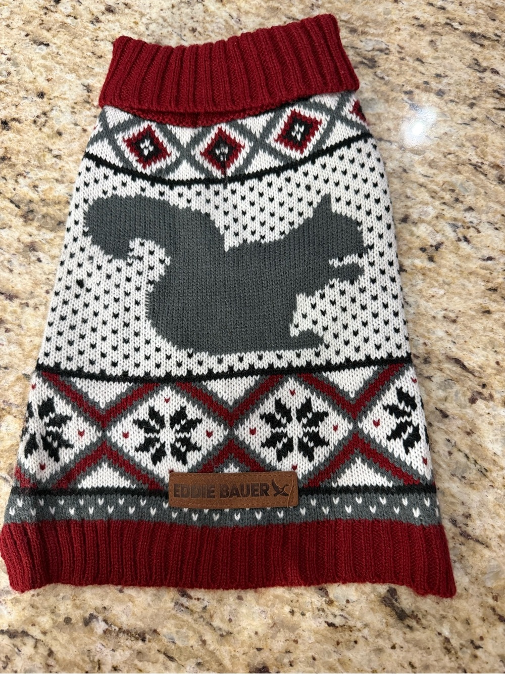 Eddie Bauer Woodland Faire Isle Squirrel Dog Sweater S